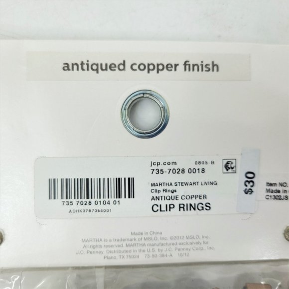3 Pkg Martha Window Curtain Clip Rings Antiqued Copper Finish Fit 1.25" Rod 21Pc - Picture 5 of 7